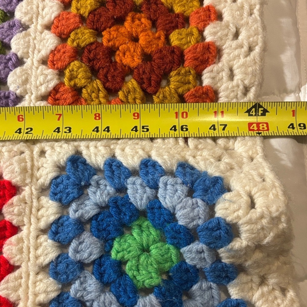 Vintage Crochet Granny Square Blanket - Picture 4 of 7